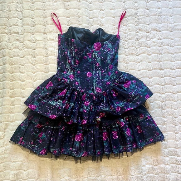 Betsey Johnson Floral Mini Ruffle Strapless Dress - Picture 2 of 6